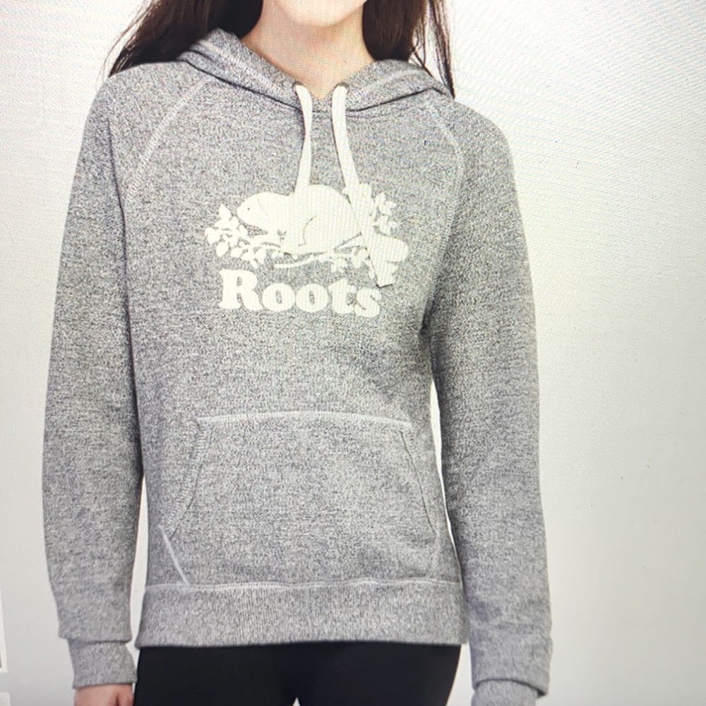 Roots Women's Gray Heather Hoodie with White Logo